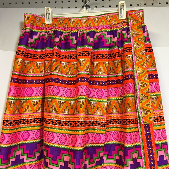 Vintage Alice of California 1960's Psychedelic Aztec Wrap Maxi Skirt One… - Picture 4 of 9